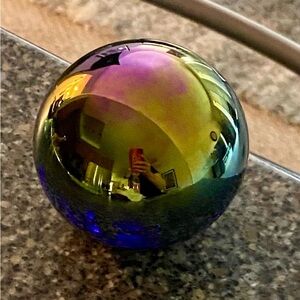Glass Eye Studio Iridescent Art Glass Paperweight 1991